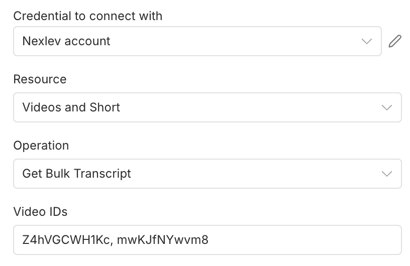 Configure bulk transcript operation