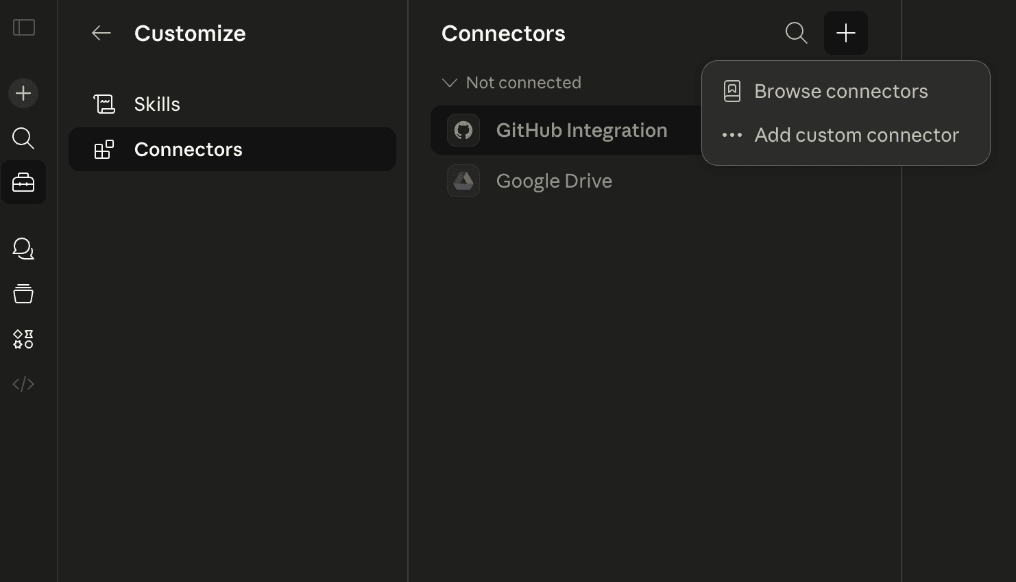 Claude Settings → Connectors → Add custom connector
