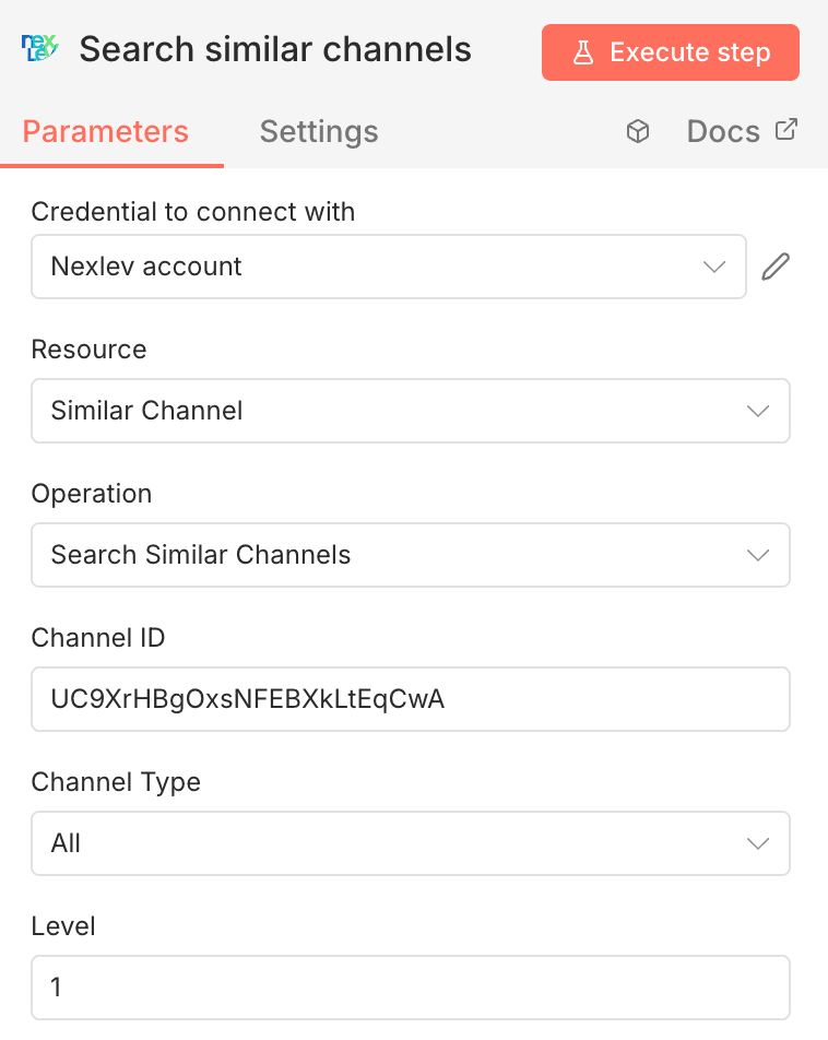 Configure search similar channels operation
