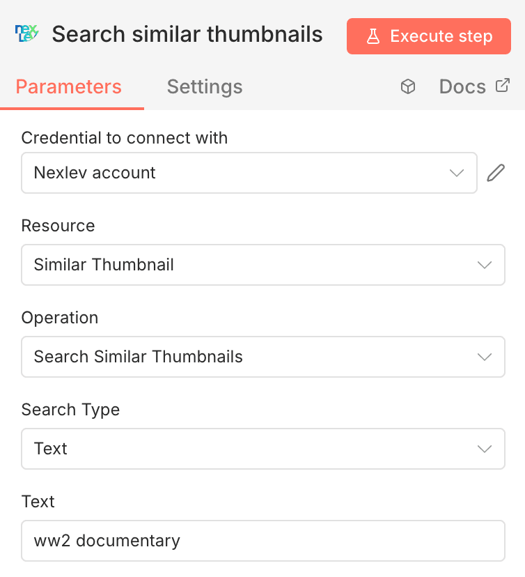 Configure search similar thumbnails operation