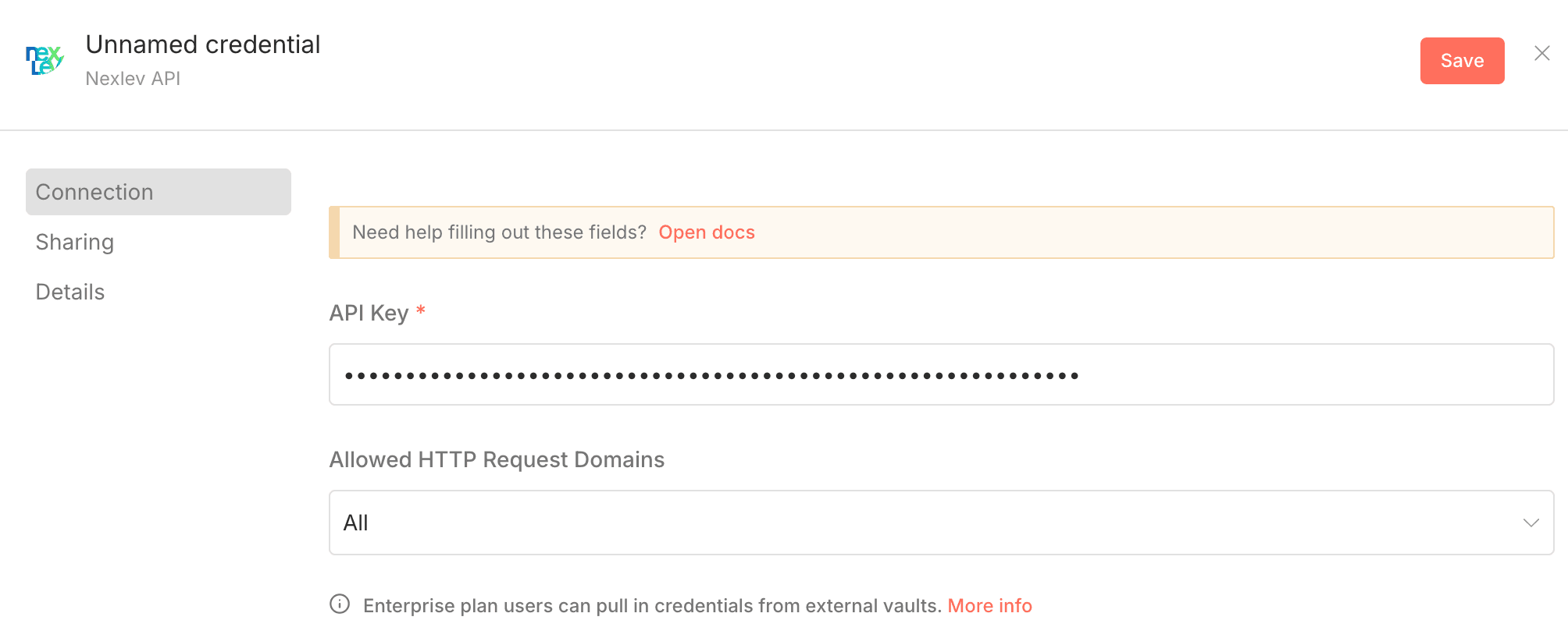 Configuring NexLev API credentials